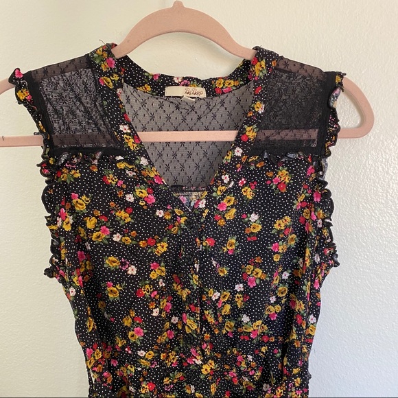 Black & White Polka Dot Floral Mesh Dress - Picture 2 of 10